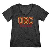 USC Trojans Women's Black Tri-Blend V-Neck T-Shirt